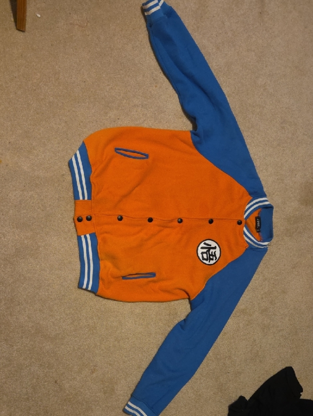 Men's Orange and Blue Lightweight Varsity Shirt Jacket Dragon Ball Z Dbz